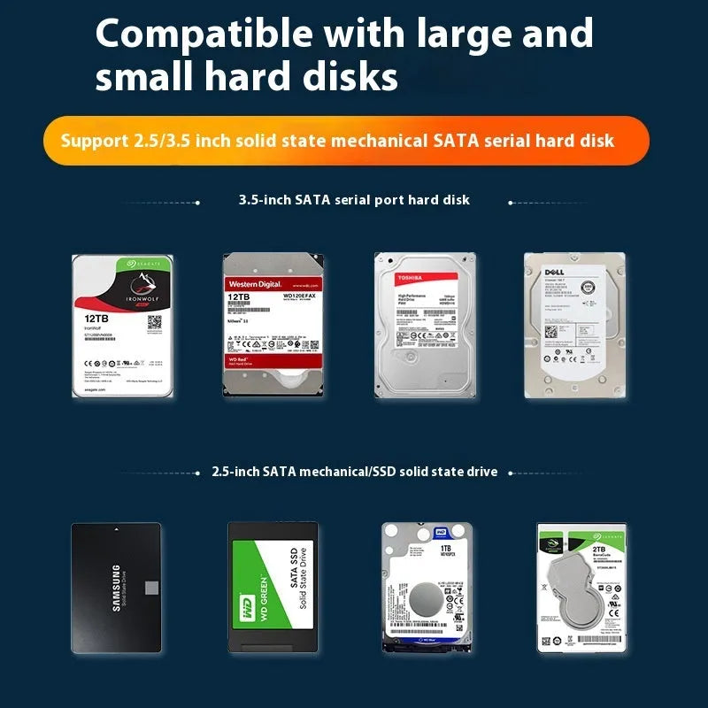 3.5 inch USB 3.0 SATA hard drive enclosure with ABS plastic case and power supply