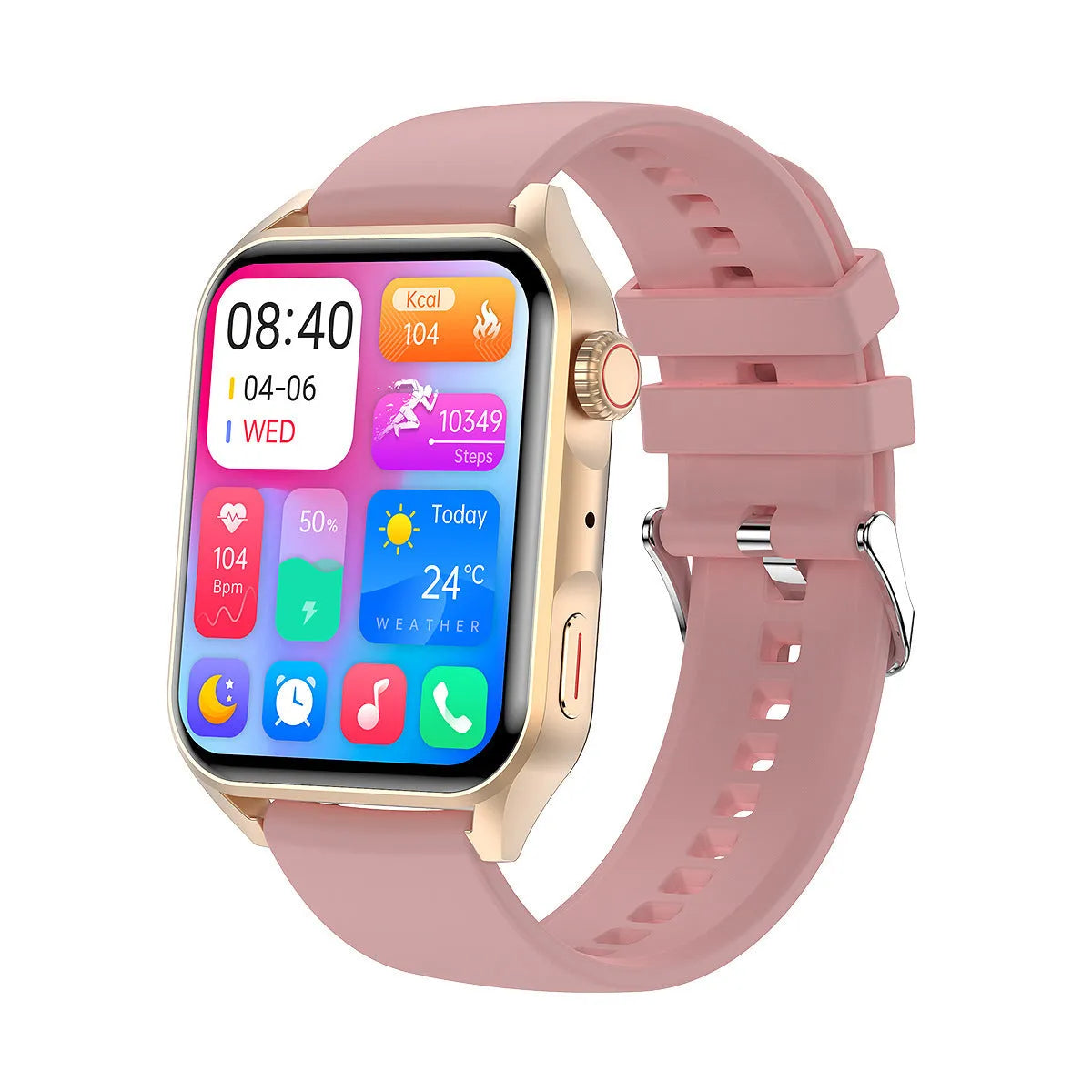 Smart watch with 1.8 inch AMOLED screen, NFC capability, and silicone wrist strap