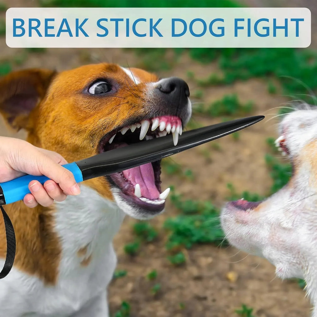 Blue handled nylon dog break stick measuring 35 cm for small to medium breed training
