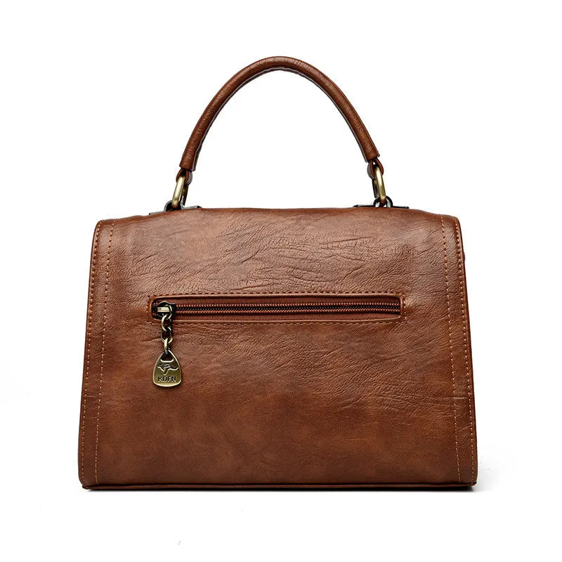 Women's one-shoulder crossbody bag in soft PU leather with retro style, horizontal square shape
