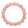 Pink natural crystal barrel bead bracelet with 8-10mm polished beads