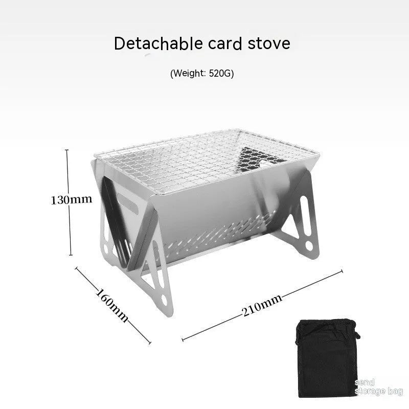 Folding stainless steel barbecue oven and grill with storage bag