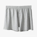Men's pure cotton boxer shorts in light grey colour showing loose fit and high waist design