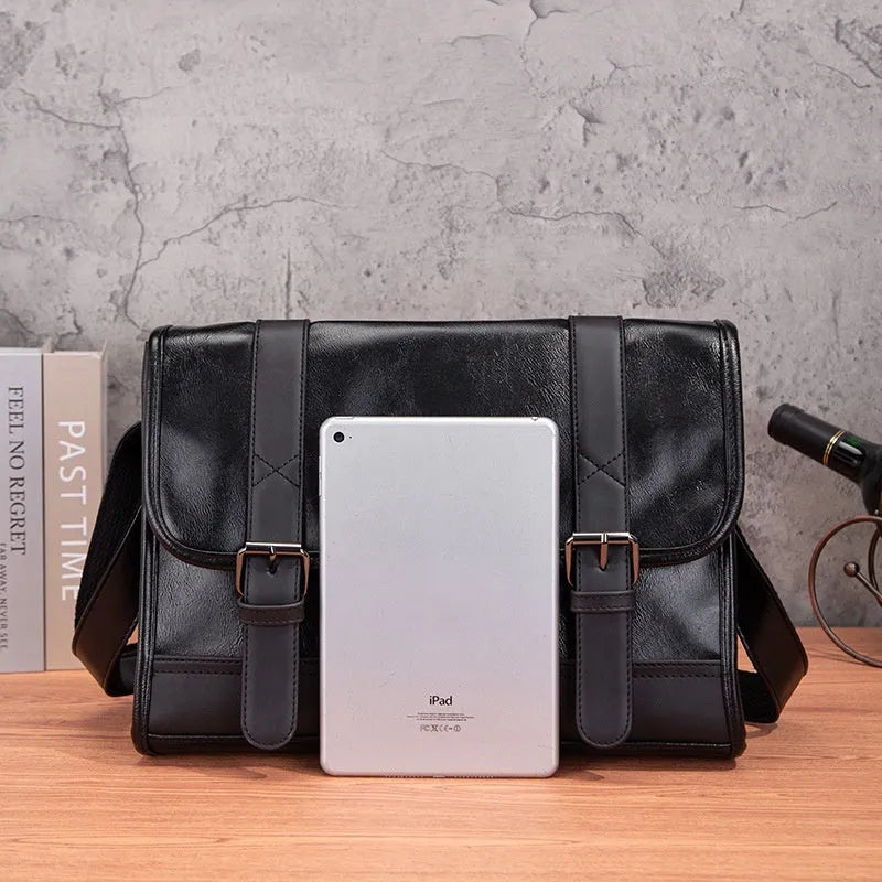 Black Korean style men's backpack with pu material and anti-theft function