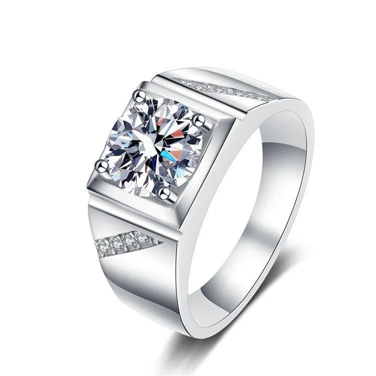 Adjustable copper men's ring featuring a large square diamond design in a gold tone finish.