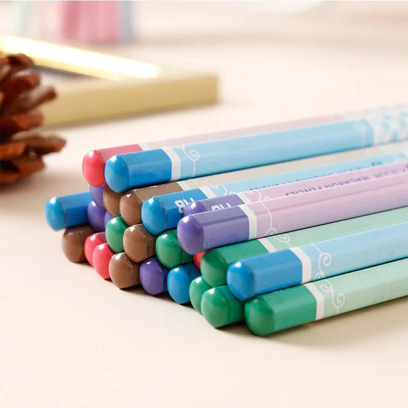 Basswood hexagonal thermal transfer pencil with HB graphite refill showing six-angle design