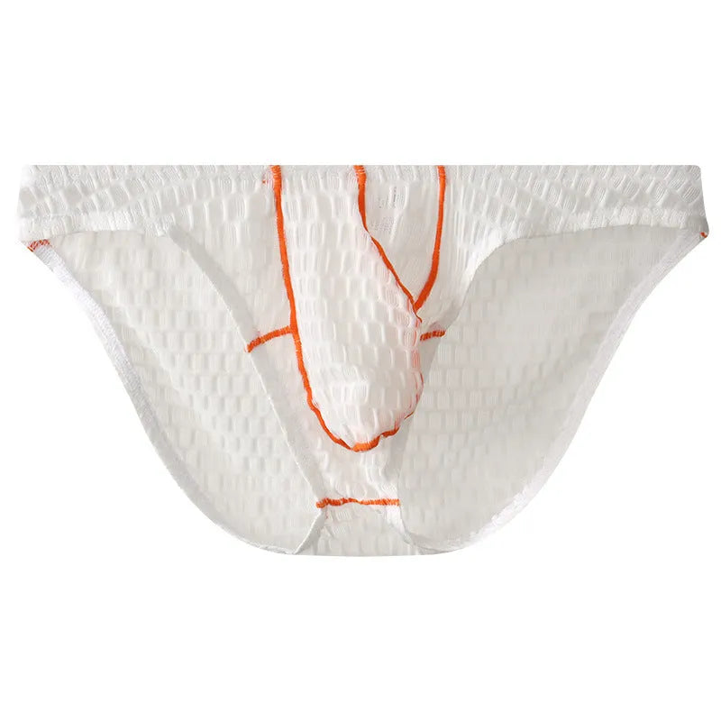 Men's low waist lace briefs in ice silk fabric available in multiple colours for sports wear
