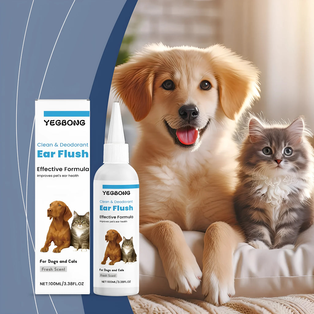 100ml bottle of dog and cat ear cleaner for gentle earwax removal and ear cleaning