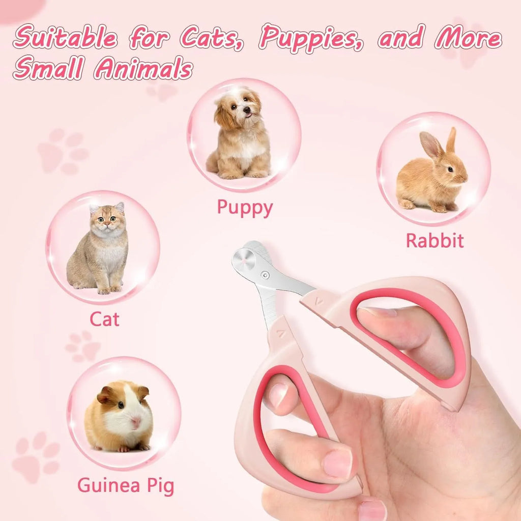Blue cat nail clipper with positioning round hole and non-slip handle