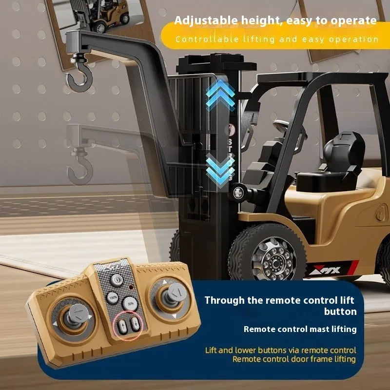 1:64 scale bluetooth mini alloy forklift remote control model toy with cargo accessories