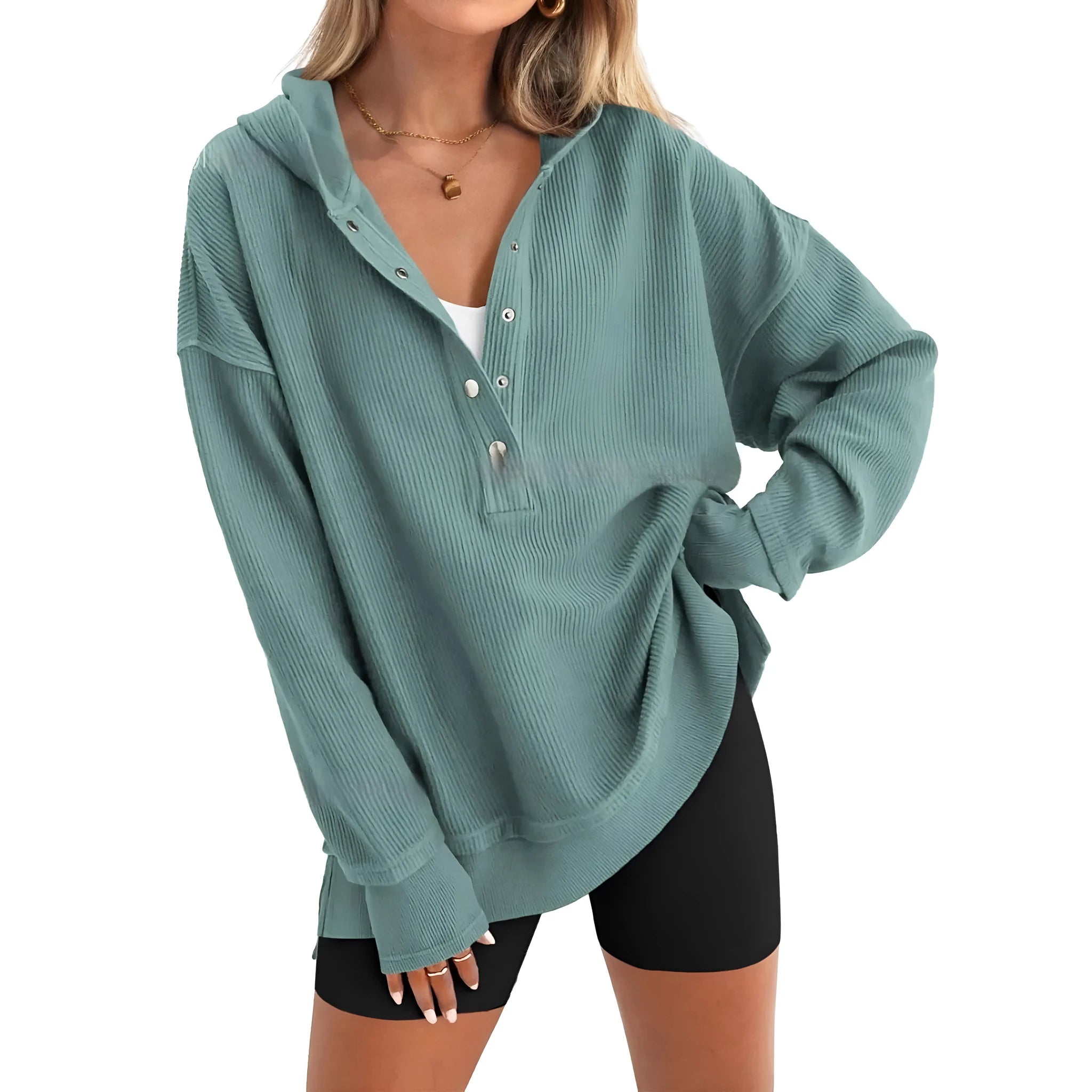 Women's loose fit raglan sleeve pullover sweater in peacock green solid colour