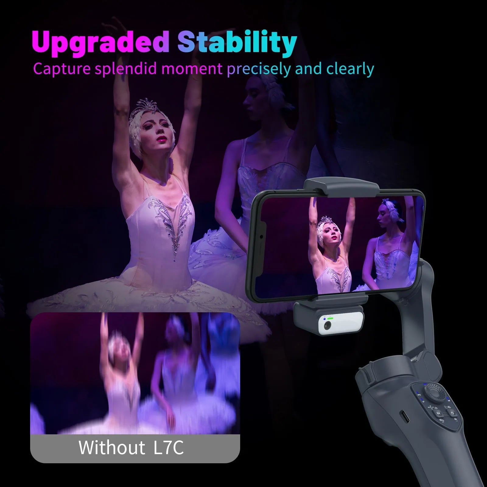 Gun colour foldable smartphone stabiliser head with USB charging port