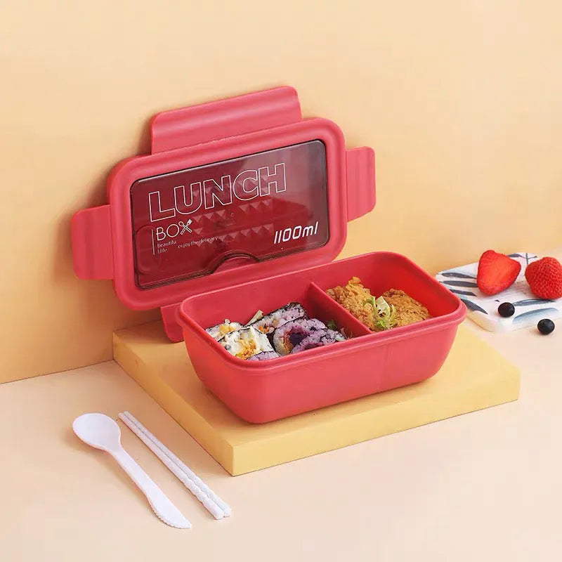 Four-layer partitioned plastic bento lunch box with Nordic design in green colour