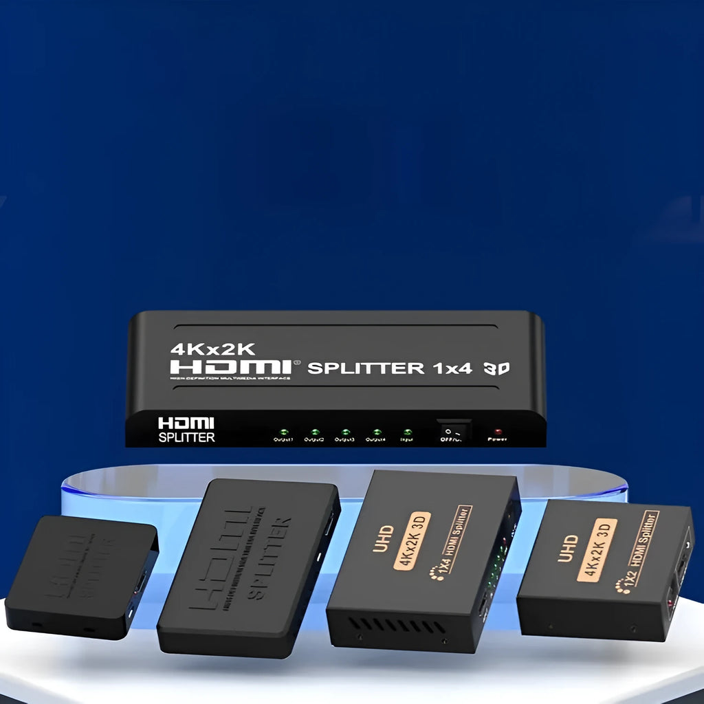 HDMI splitter device with one input and two output ports supporting 4K resolution