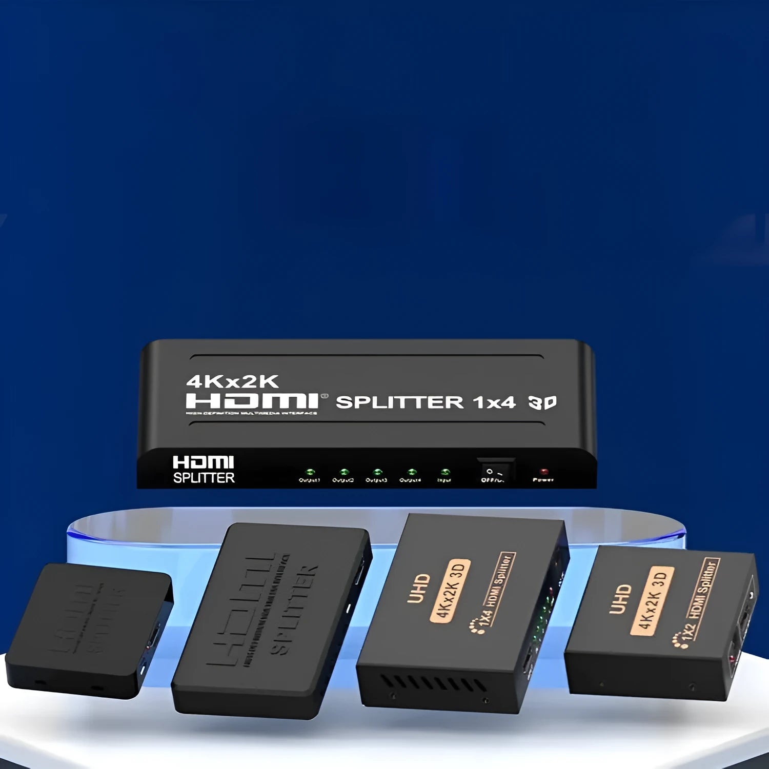 HDMI splitter device with one input and two output ports supporting 4K resolution