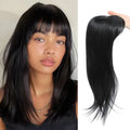 Synthetic clip-in hairpiece wig with inner buckle, shown in one of six available style colours.