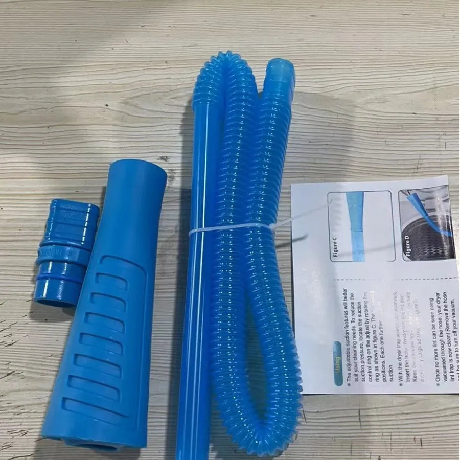 Blue plastic suction pipe cleaning tool with round head, 114cm length for appliance maintenance