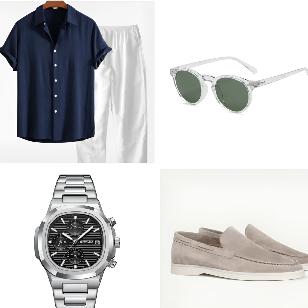 Men's casual cotton linen short sleeve suit in multiple colours with half sleeves and trousers