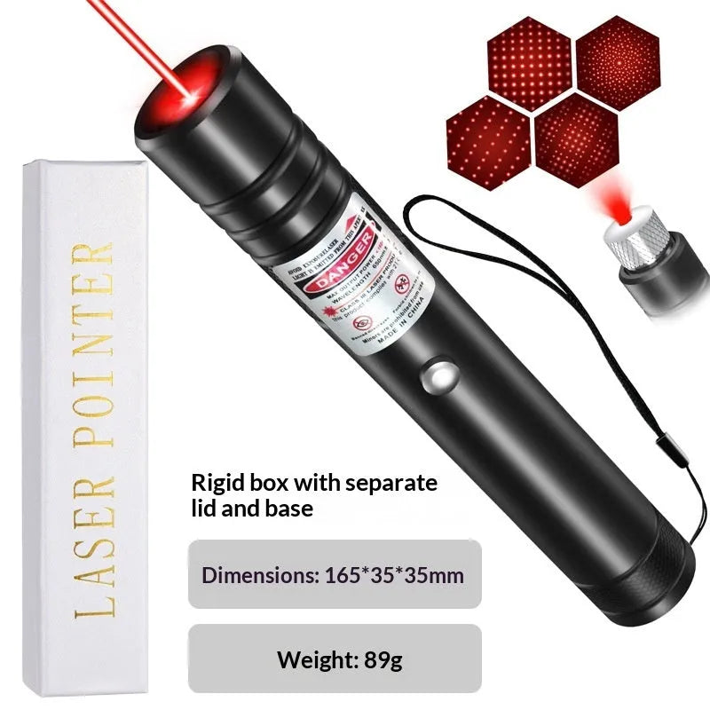 USB-charging black pet laser pointer with starry-sky rotating head, green and red light options
