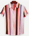 Hawaiian printing lapel short sleeve shirt with floral pattern and cardigan style