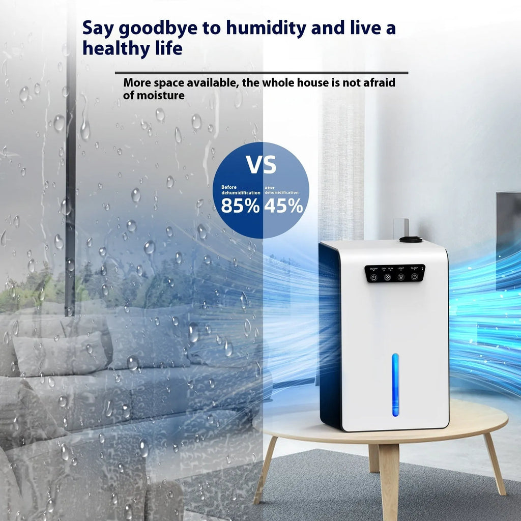 Milky white compact household dehumidifier for small spaces and bedrooms