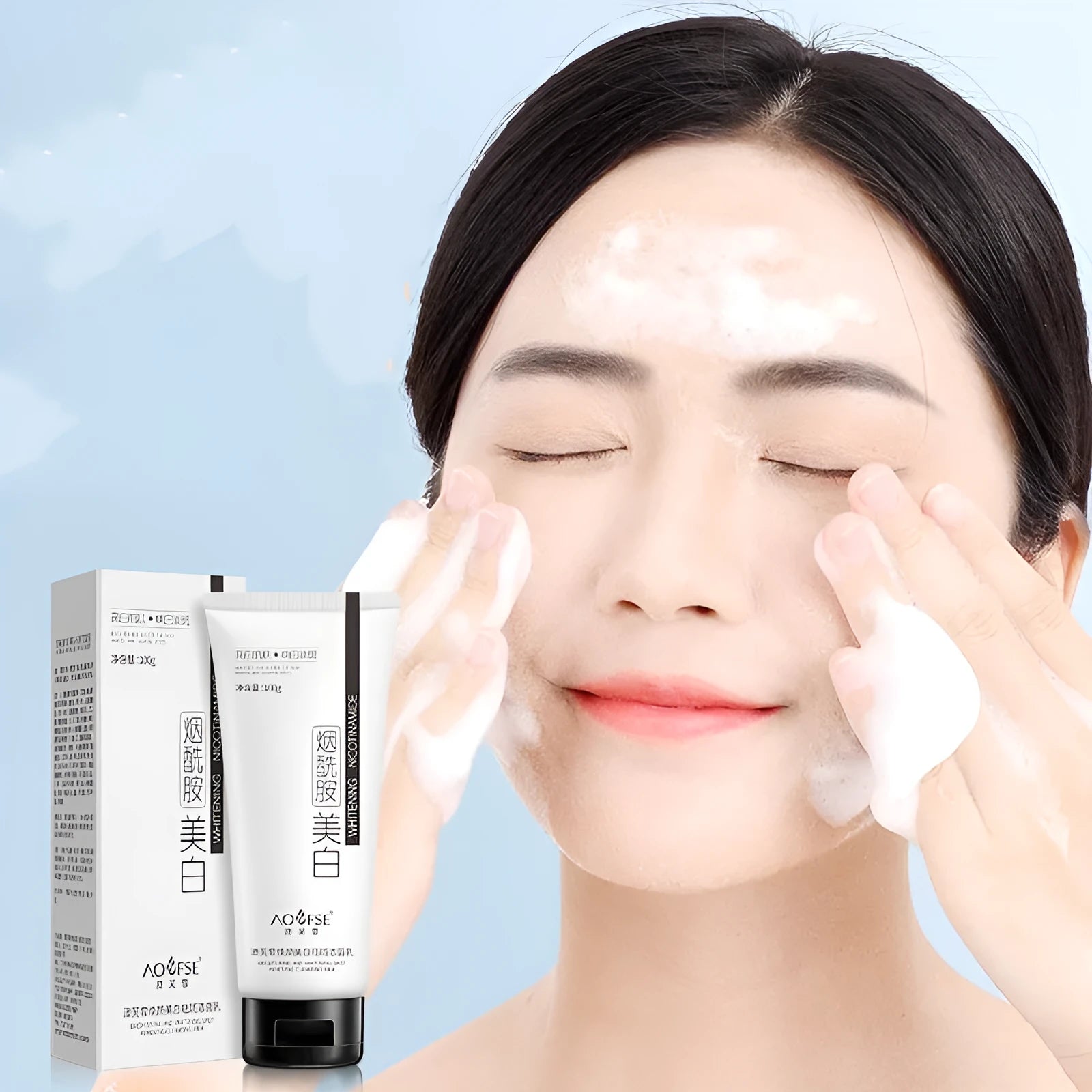100ml bottle of white whitening and freckle removing facial cleanser for pore cleansing.
