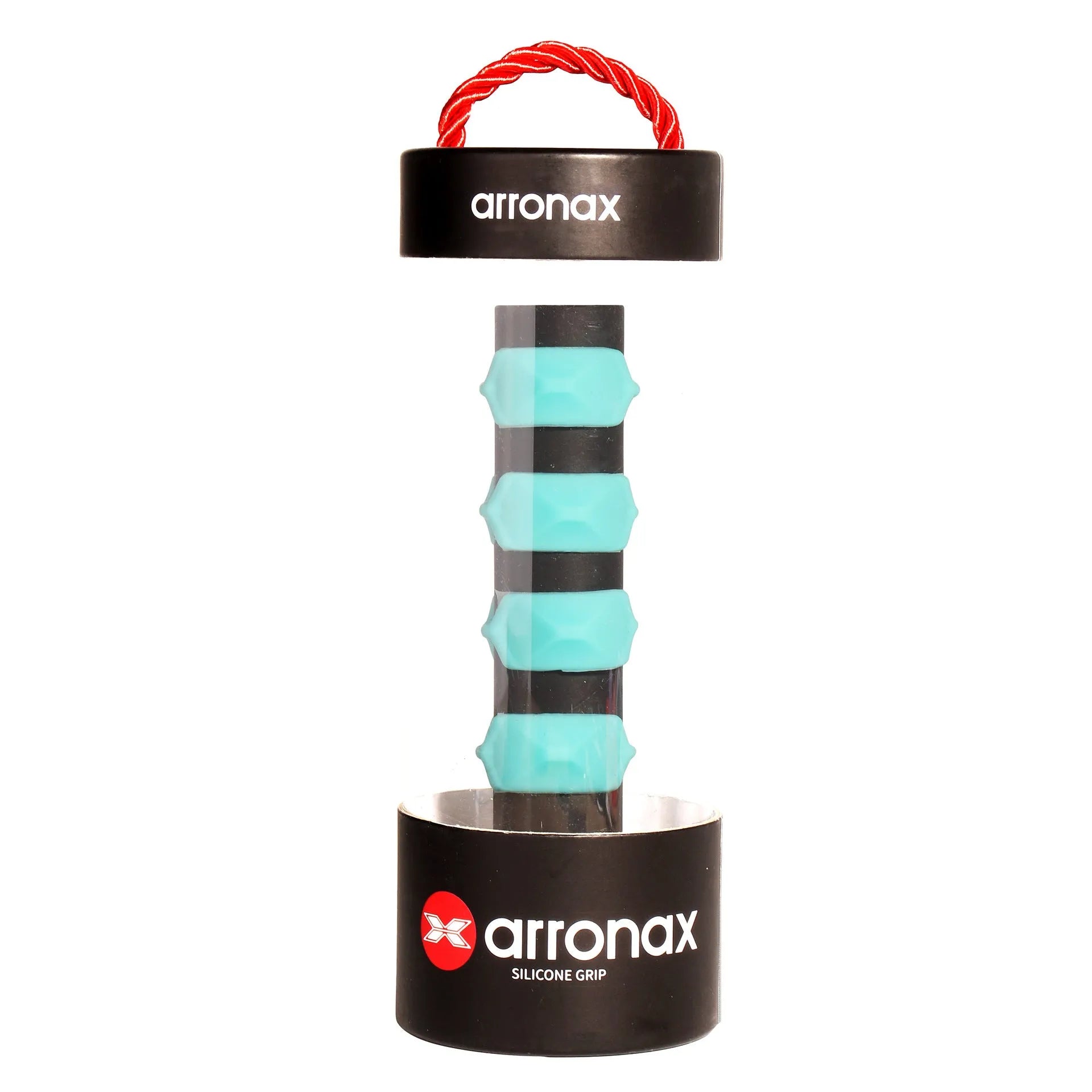 Silicone racket hand rubber buckle in seven colours showing 17.6cm by 6.4cm dimensions