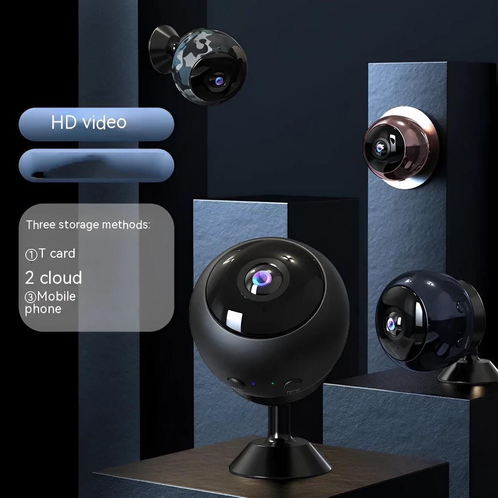 White or black 1080p wireless WIFI security camera with a 3.6° lens on an ABS plastic housing.