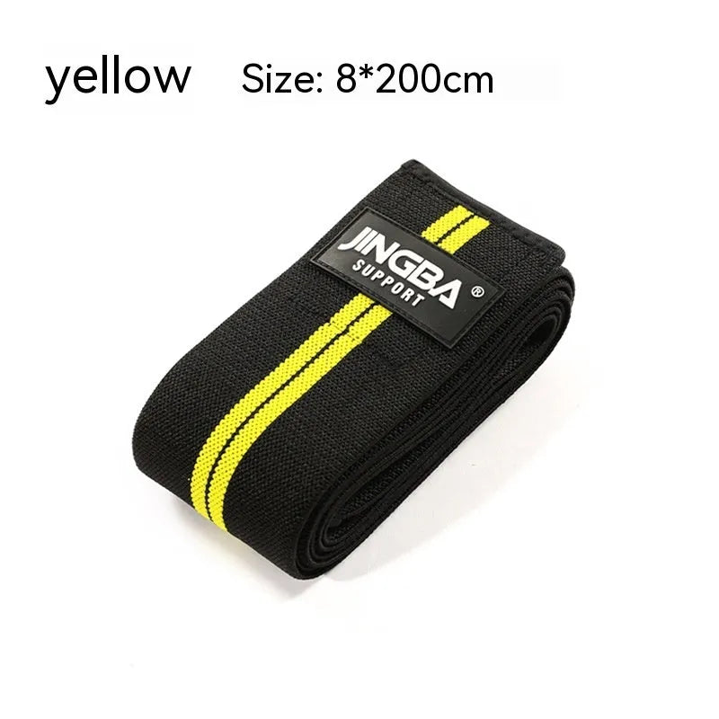Adjustable adult knee pads for sports in blue, grey, red, and yellow colours.
