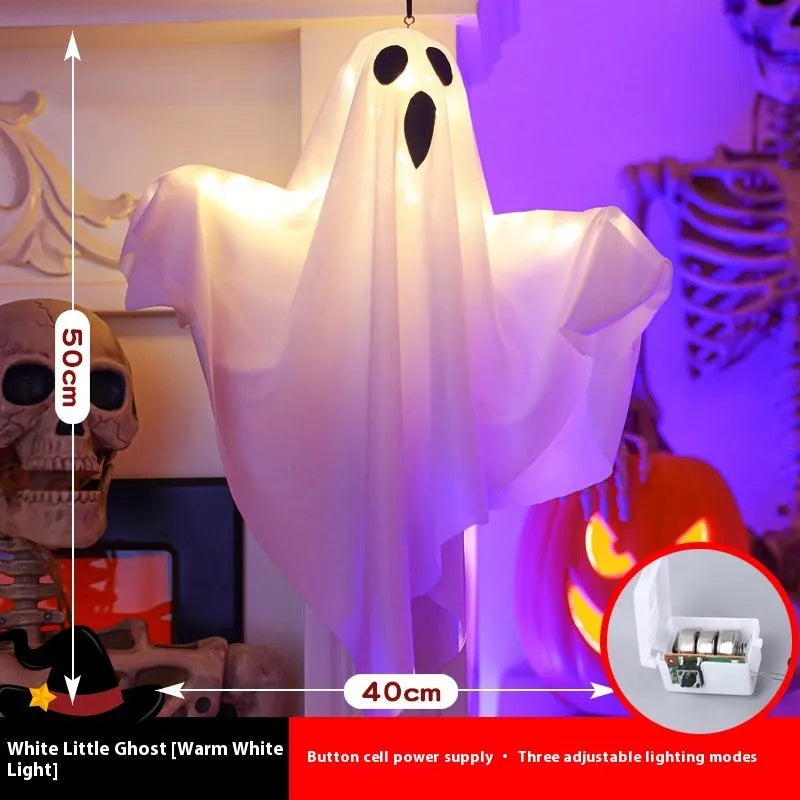 White ghost horror party light ornament with cloth construction and Halloween decoration application