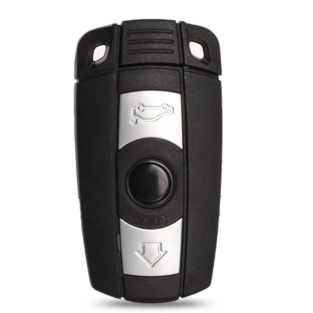 BMW CAS3 semi-intelligent replacement car key remote with three blank metal blades.