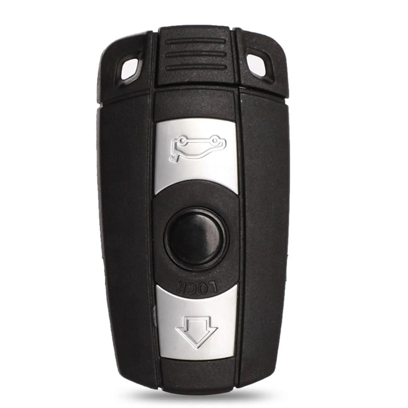 BMW CAS3 semi-intelligent replacement car key remote with three blank metal blades.