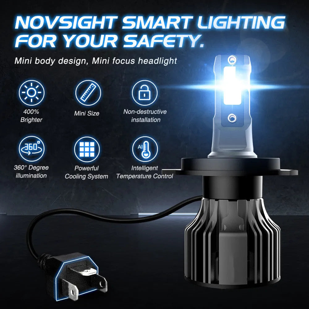 6000K white LED car headlight bulb with aluminium heat sink and adjustable chuck