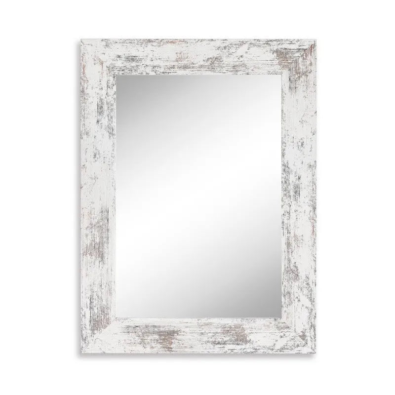 Wall-mounted dressing mirror with Chinese-style MDF frame in white finish