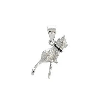 925 sterling silver cat pendant necklace with electroplated finish shown in D2113 and D2114 colour variations