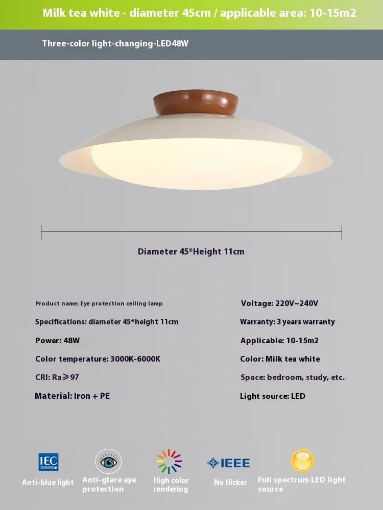 Minimalist flying saucer ceiling lamp in cream style finish with iron construction