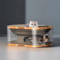 White transparent diamond pattern cat scratch board and nest tunnel measuring 58x45x23cm