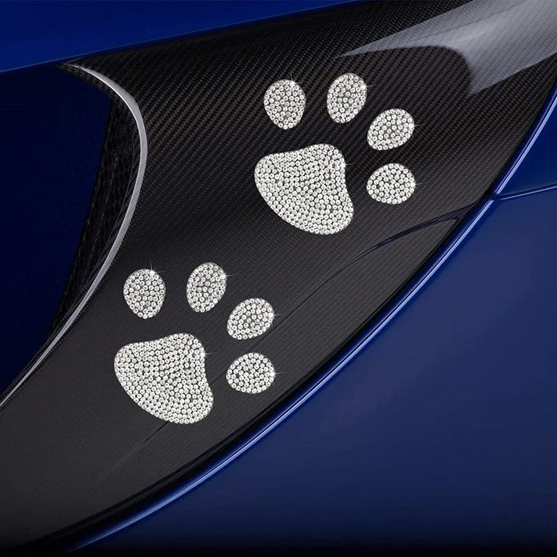 Glass diamond car sticker showing butterfly or bear paw design measuring 7x6cm
