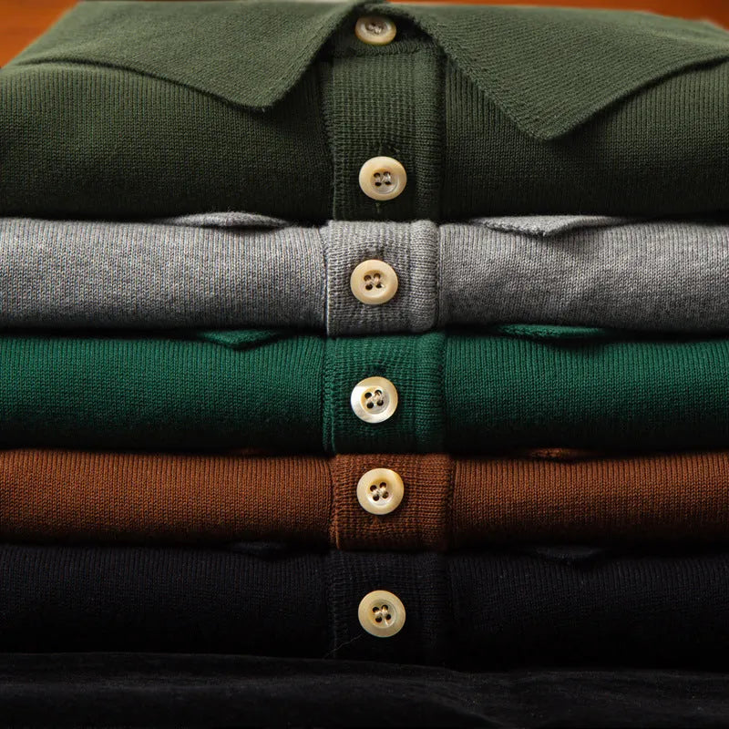 Retro knitted cotton short-sleeved t-shirt in slim fit showing solid colour options