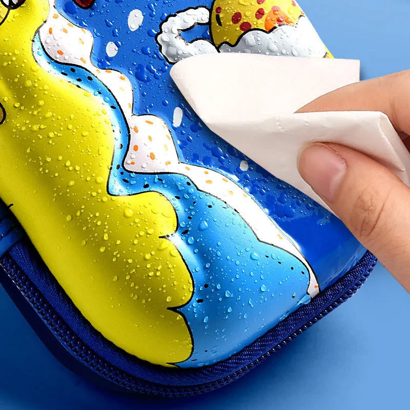 3D leather pencil case showing multiple design options including space, fantasy and animal themes