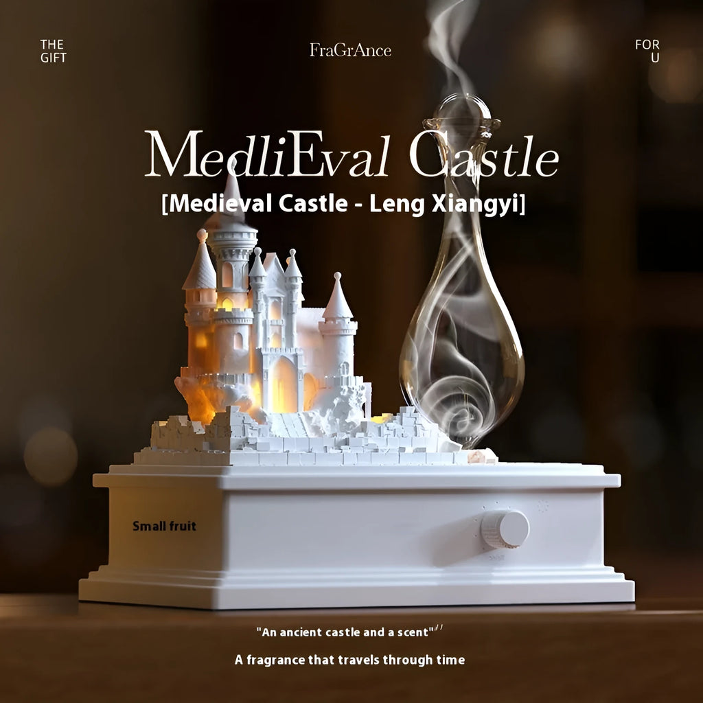 White medieval castle design waterless aromatherapy machine with ambient lighting and USB Type-C charging port