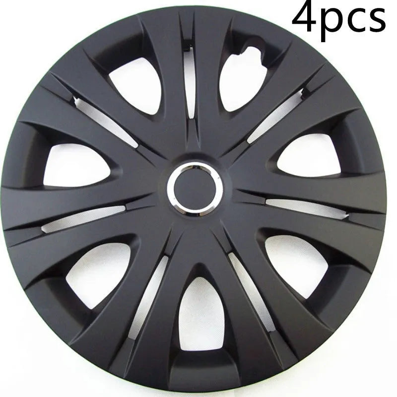 Universal monochrome ABS plastic wheel hub cover in silver finish for a car alloy wheel.