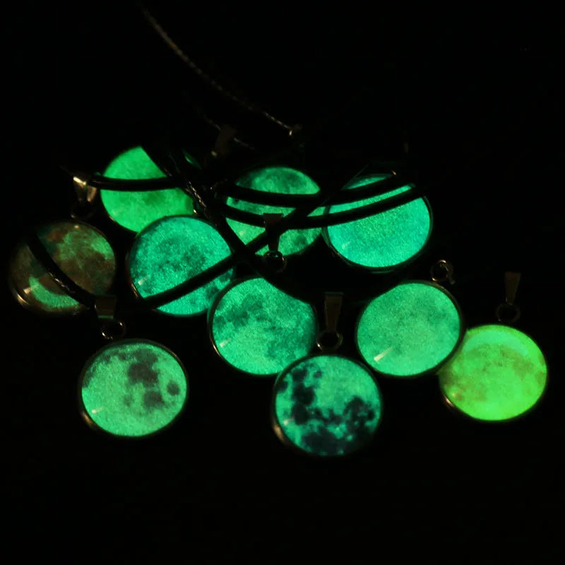 Luminous constellation design pendant necklace with adjustable chain in Christmas moon night sky theme