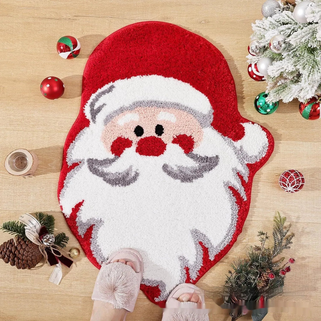 Christmas-themed cashmere hallway mat with abstract printed design and TPR backing in 50x80cm size