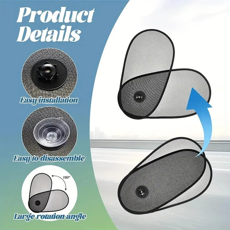 Breathable mesh car window shade with suction cups attached to side window