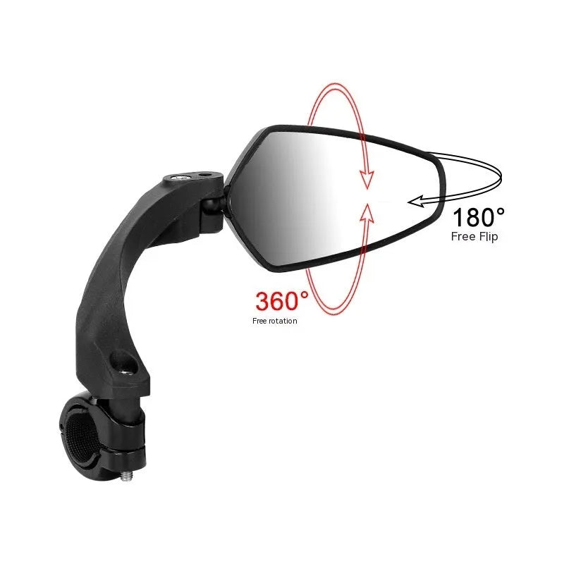 Black PMMA acrylic bicycle rearview mirror measuring 210mm by 102.5mm for left, right or pair installation
