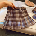 Girls plaid pleated A-line skirt in cotton blend fabric available in six height sizes