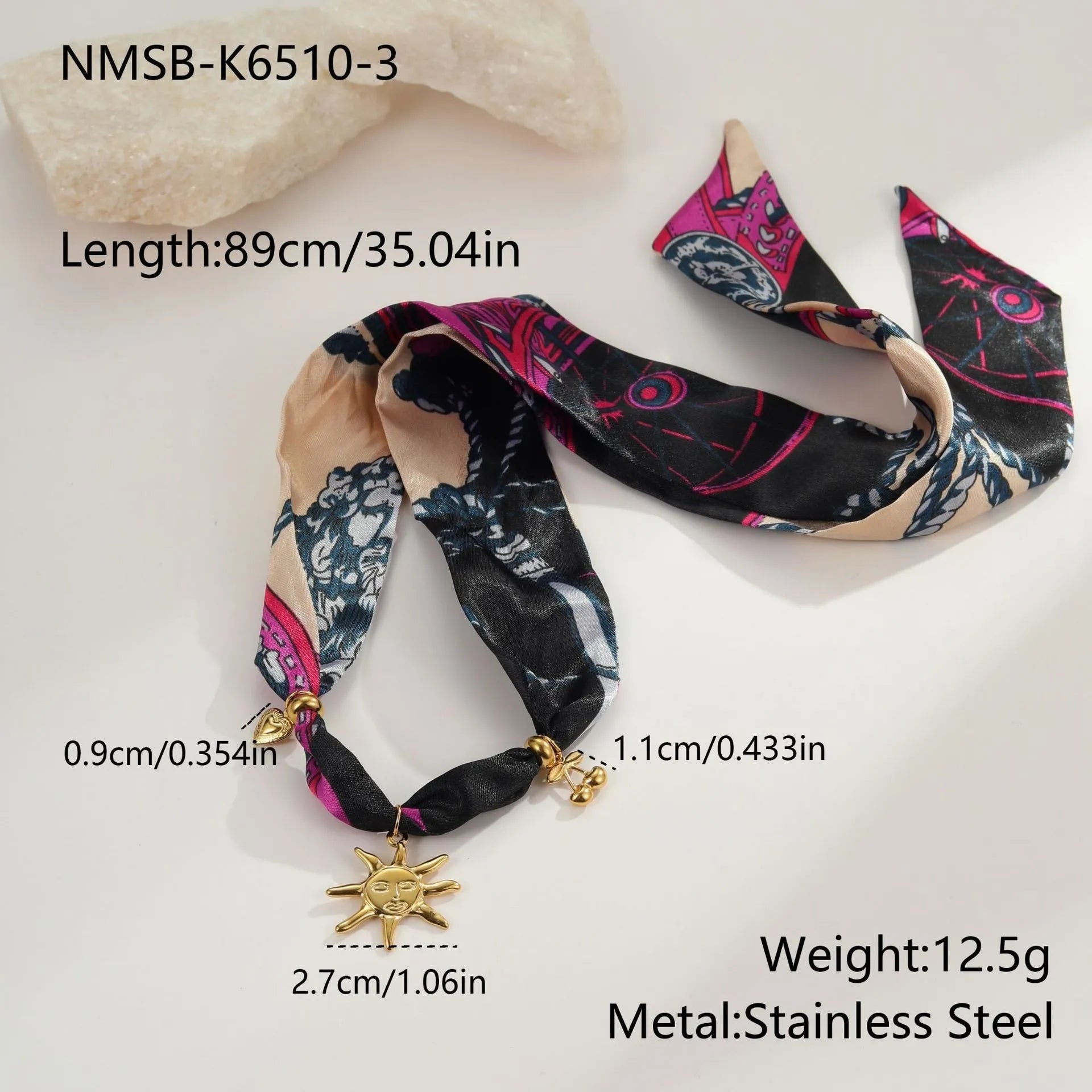 Women's geometric pendant necklace or bracelet with gold plating and adjustable 41-50cm chain