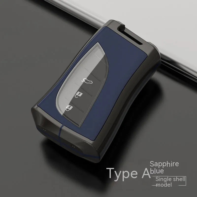 Black zinc alloy and TPU car key case for Lexus A series with metal clip and key ring cutout
