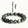 Natural green dragon crystal bracelet with 8-9mm round beads and geometric ruyi design.